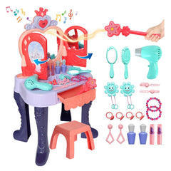 Zefinot toddler vanity table mirror with lighted glow for pretend play