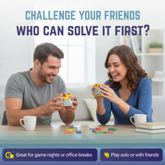 Zen Fun unsolvable puzzle cube on a desk, a stylish compact brain teaser