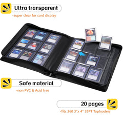 Zenacce binder with smooth zipper keeps dust out and cards secure.