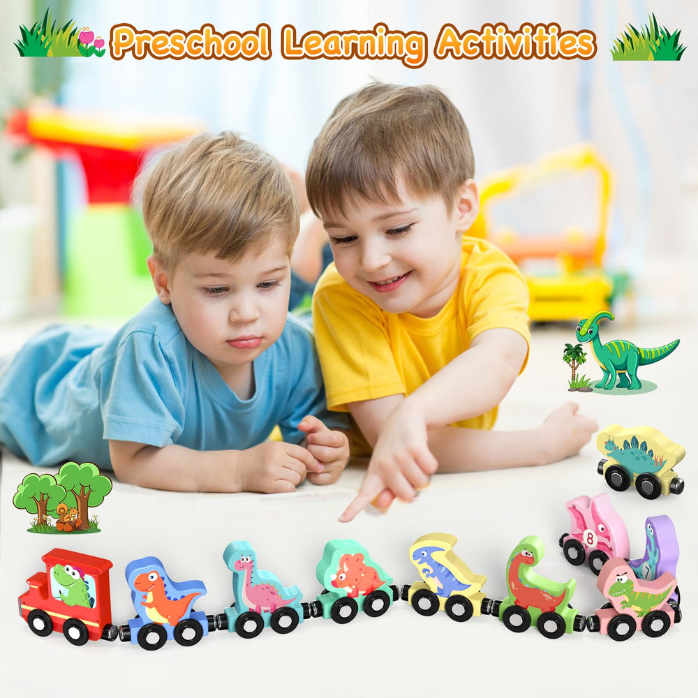 Zeoddler magnetic dinosaur train car-5 piece for on-the-go play.