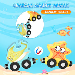 Zeoddler magnetic sea animals train car-2 strengthens fine motor skills during setup