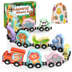 Zeoddler magnetic wooden train engine with smooth finish for toddlers