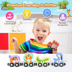 Zeoddler wooden animal figures elephant and tiger for color recognition