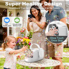 Zerhunt bubble machine 320ml tank enables longer bubble sessions.