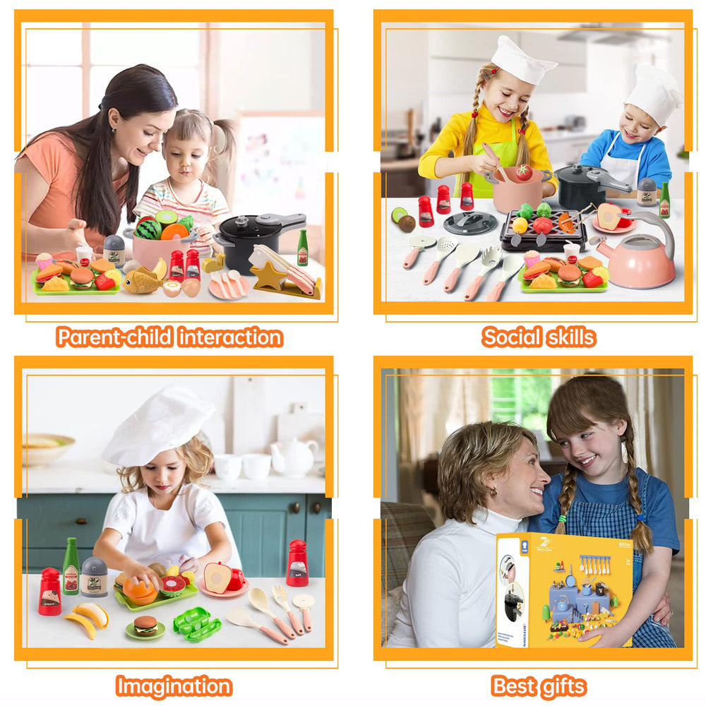 Zero Zoo 105Pcs kitchen set veggies and fruit for nutrition-themed play