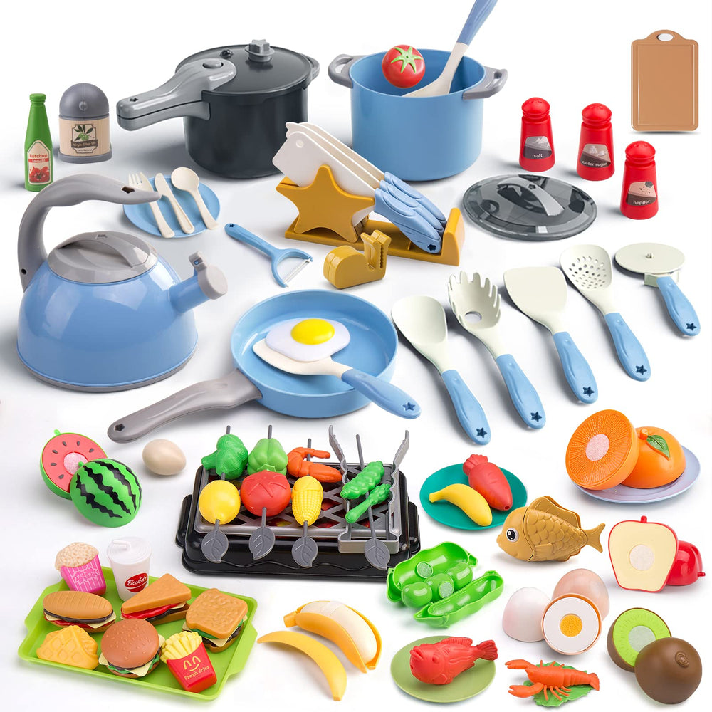 Zero Zoo 105-piece kitchen set shown for imaginative play with cookware and accessories
