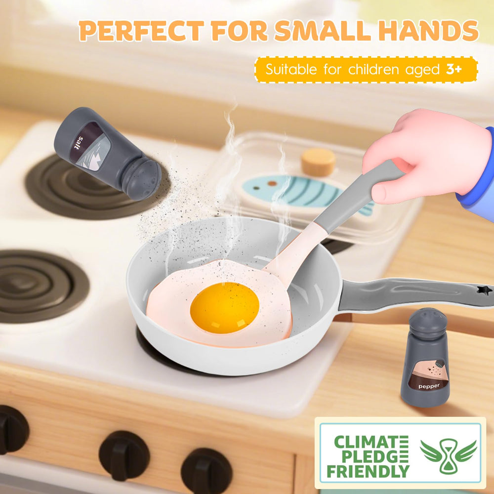 Zero Zoo pots and pans with kettle for realistic cooking during playtime.