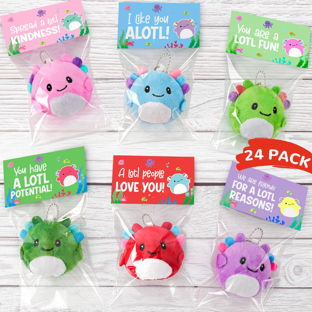 Zesua axolotl plush keychains in vibrant colors for playful accessories