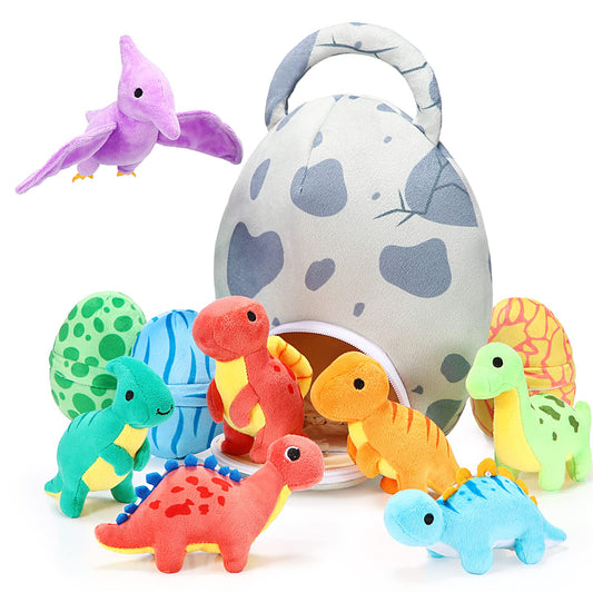 Zhanmai Easter dinosaur plush with large egg pack, ideal party display.