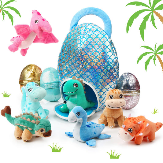 Zhanmai Easter dinosaur plush set overview for playful decor and gifts.