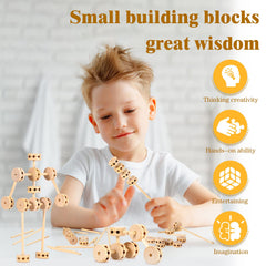 Zhanmai wooden blocks storage-barrel helps tidy up after busy building sessions.