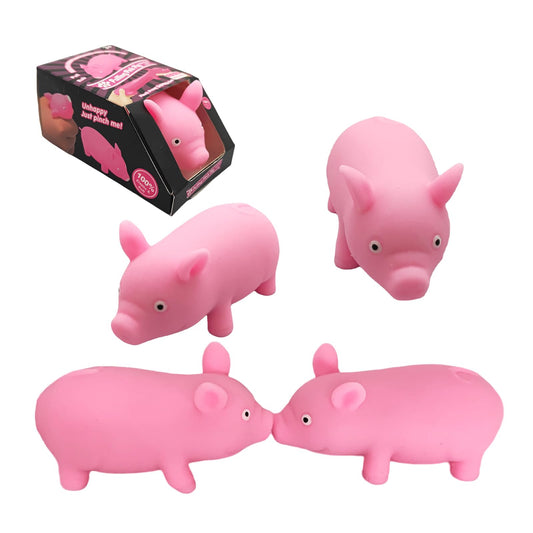 ZHEBAG pink pig stress toy, squeeze for quick relief and portable fidget fun.