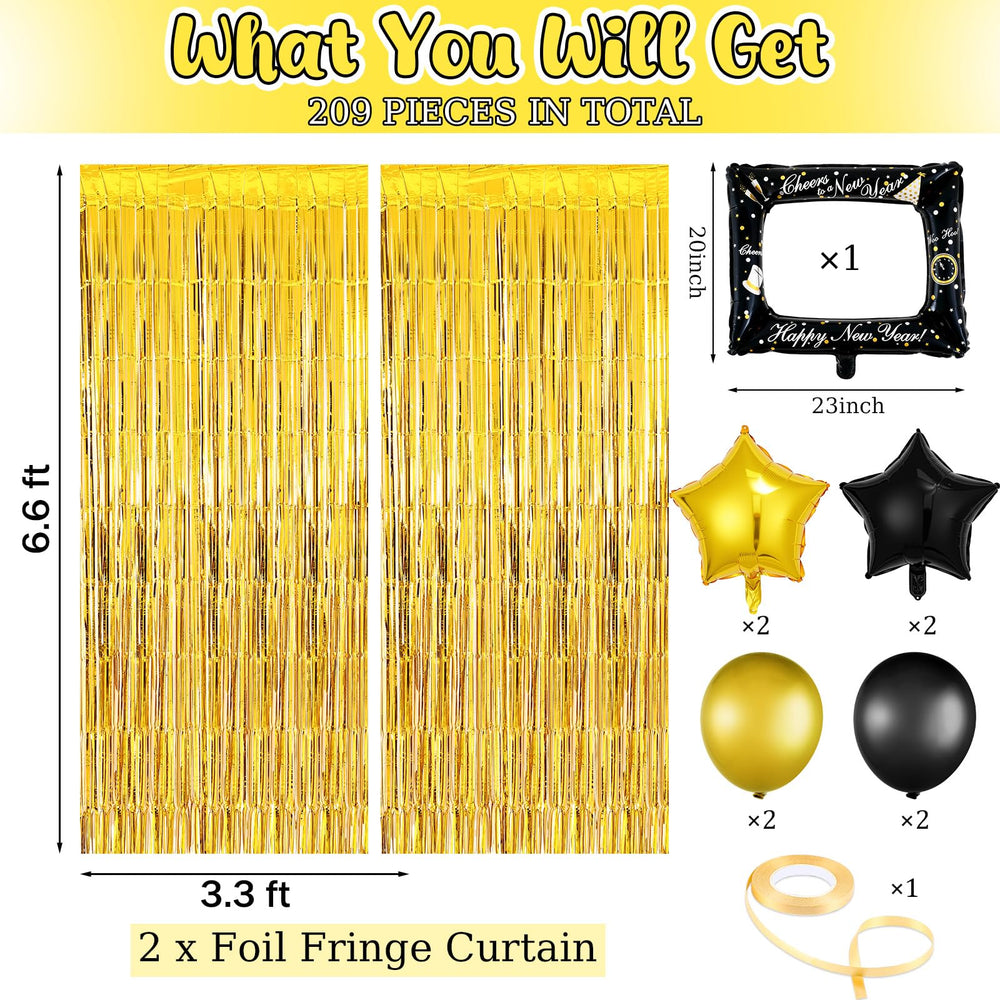Zhehao 30pc New Year balloons in gold and black create party atmosphere