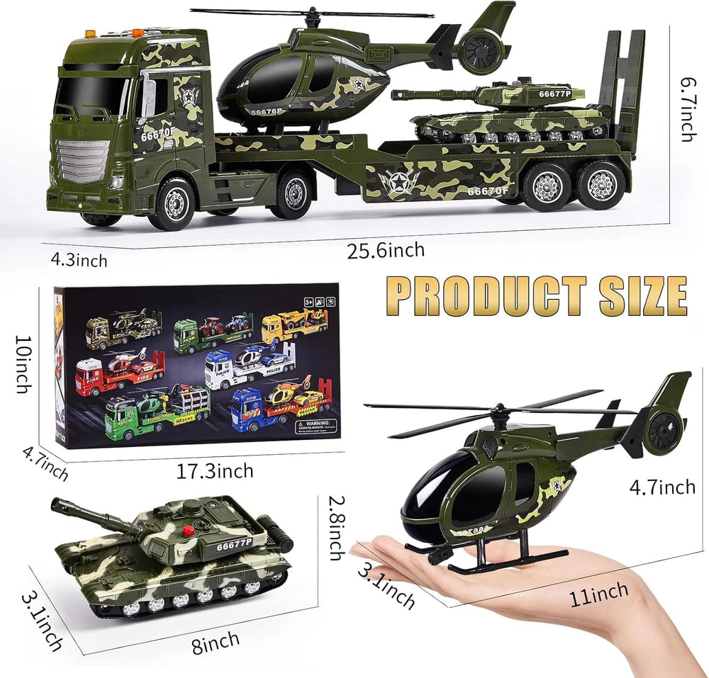 ZHFUYS 25.6-inch green military helicopter with rotating rotor boosts realistic play.