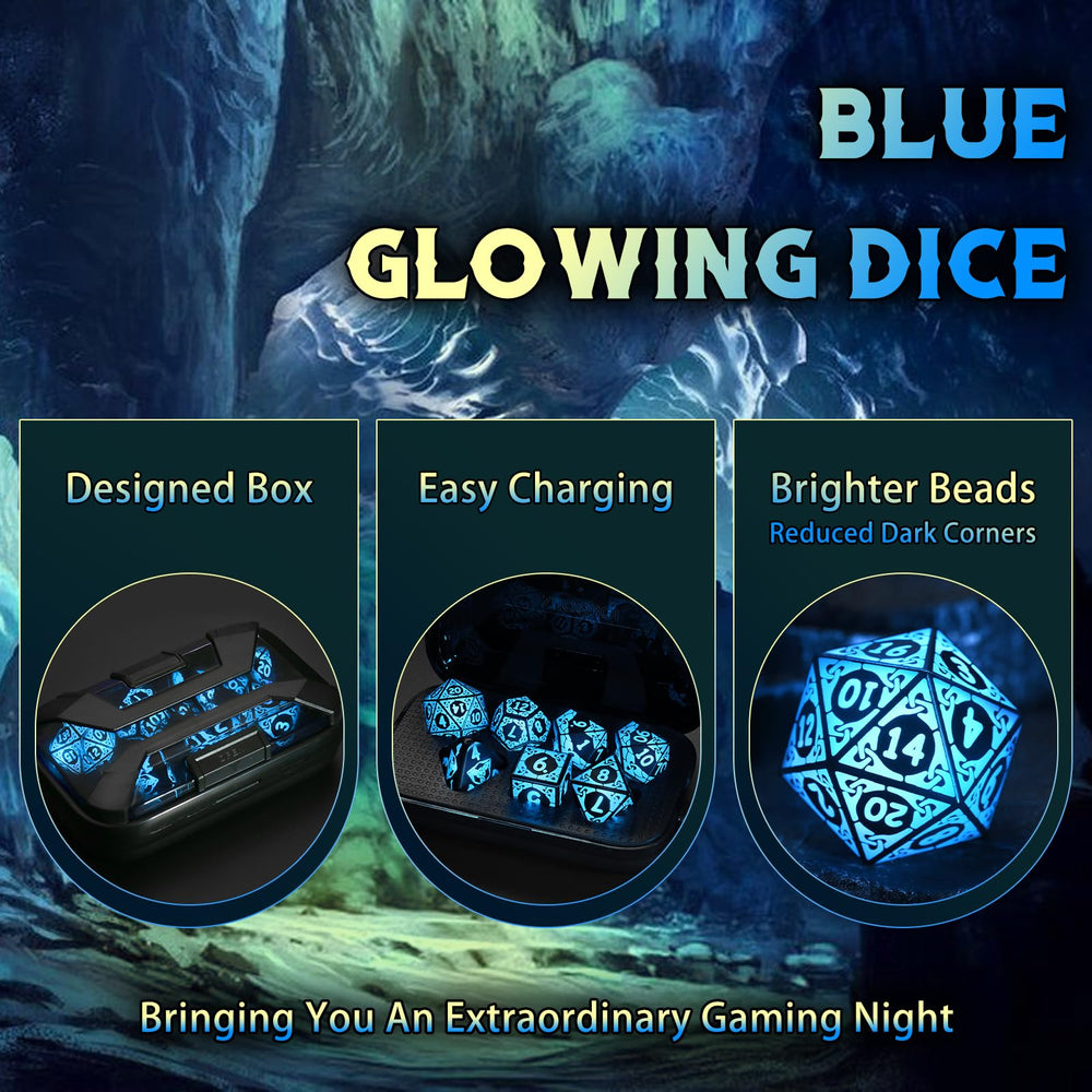 ZHOORQI D10 blue glow helps track ten-sided results quickly during combat