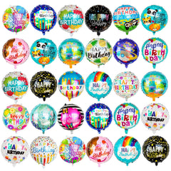 ZHWKMYP Happy Birthday foil balloons in 18-inch round shape with vibrant designs.