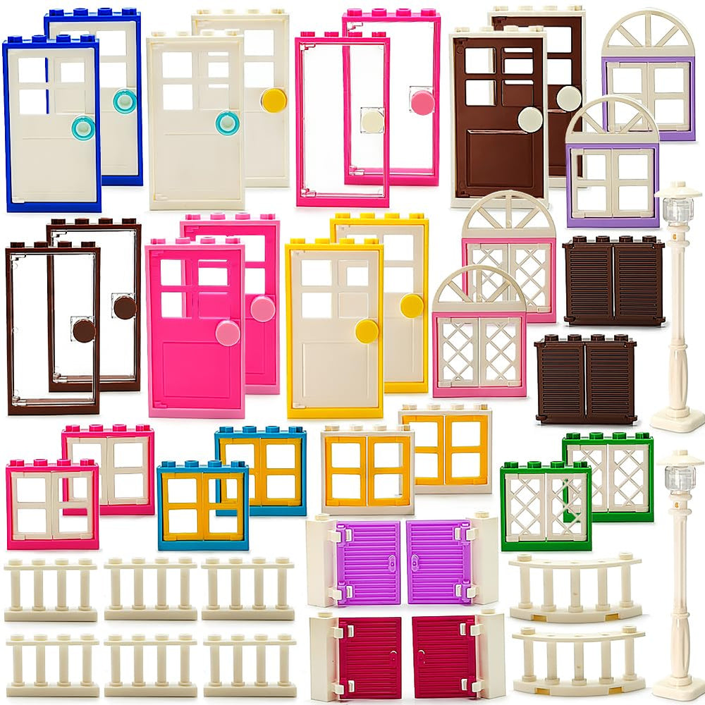 ZHX 110-piece doors and windows set for creative brick builds, enriching house facades