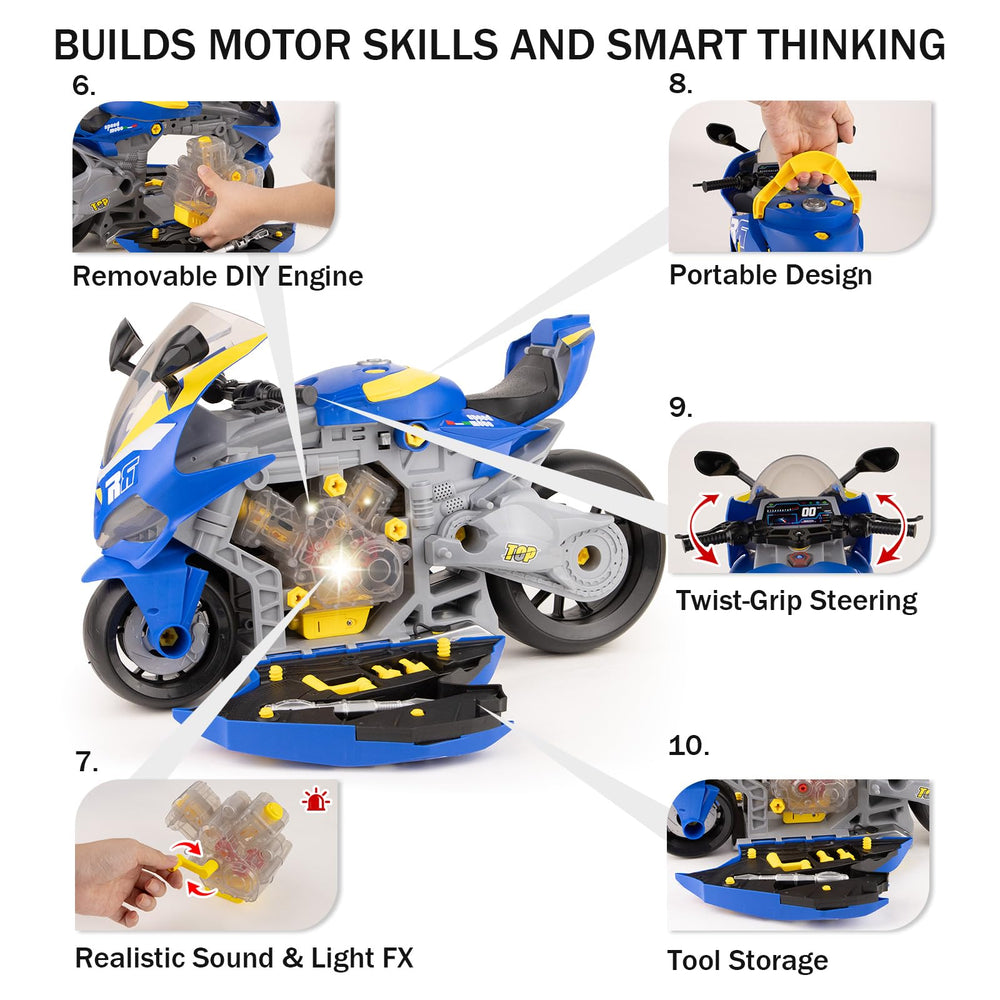 ZHYLLO take apart motorcycle kit transparent engine watch pistons move during STEM demo