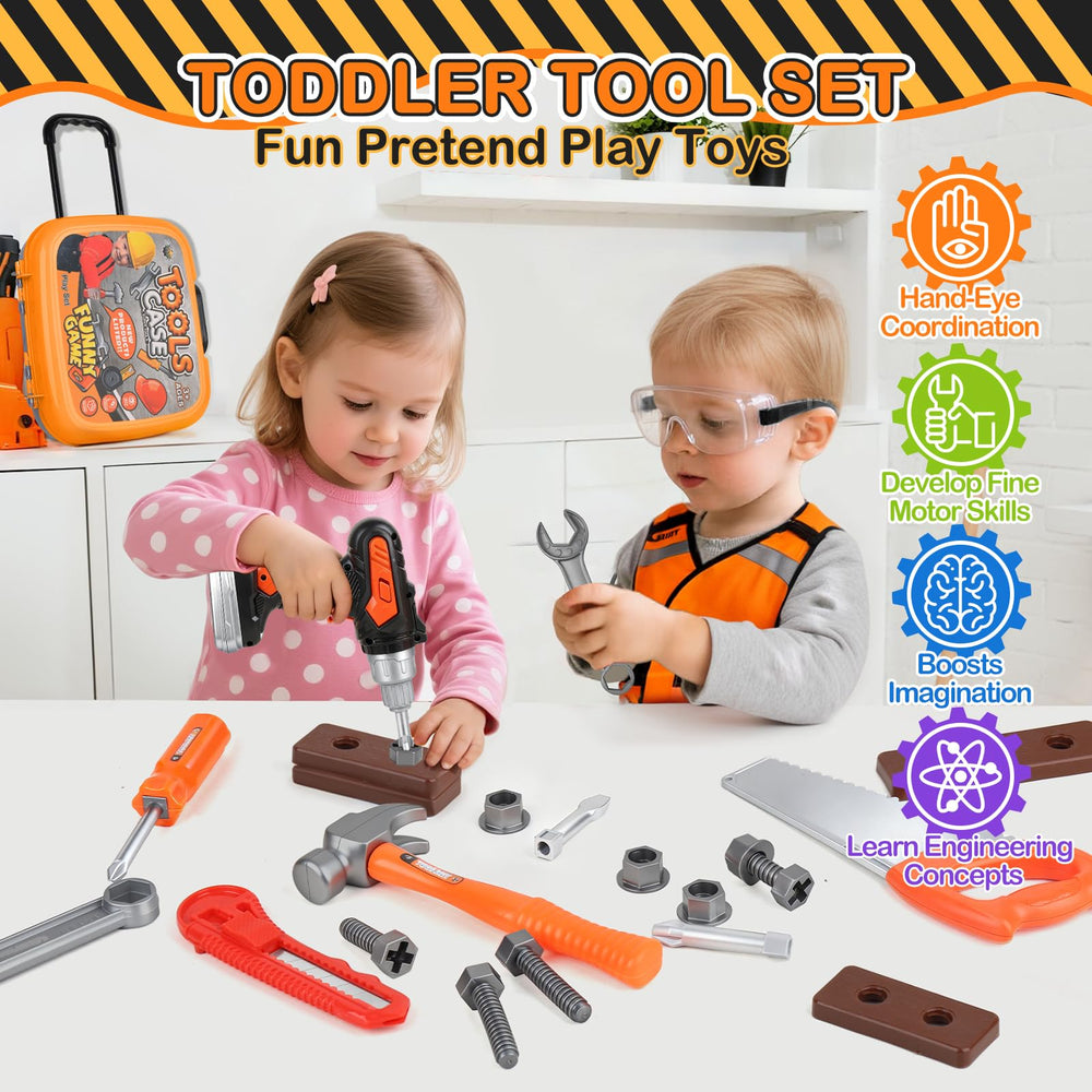 ZHYLLO Toddler Tool Set toy toolbox keeps tools neatly organized