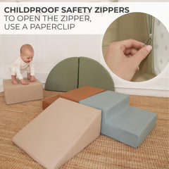ZICOTO Fun climbing set shown with soft PU leather-wrapped foam blocks.