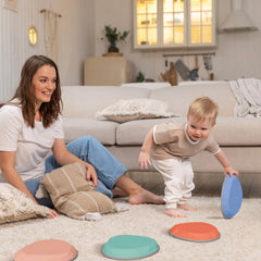 Vibrant six-color stepping stones for versatile play