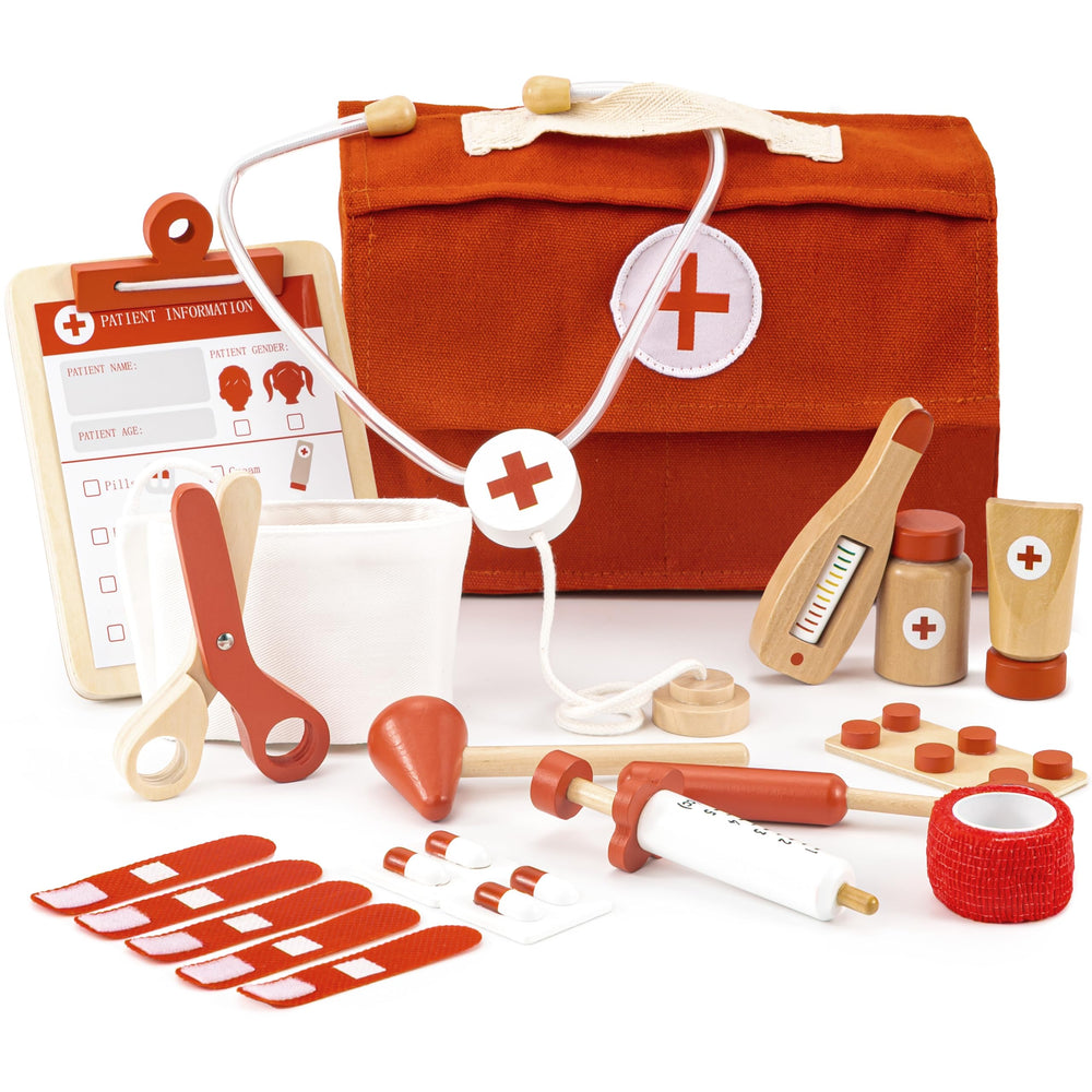 ZICOTO wooden doctor play set stethoscope boosts imaginative medical play and empathy