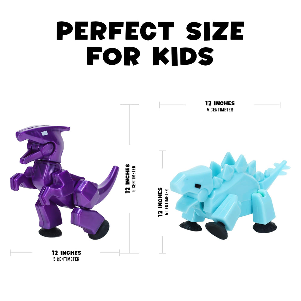 Zing StikBot Dino space black pose demonstrates versatile display and wall-friendly play.