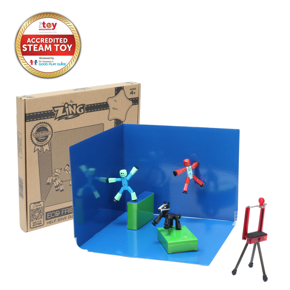 Zing STIKBOT What The Bot figure in dynamic pose for action scenes