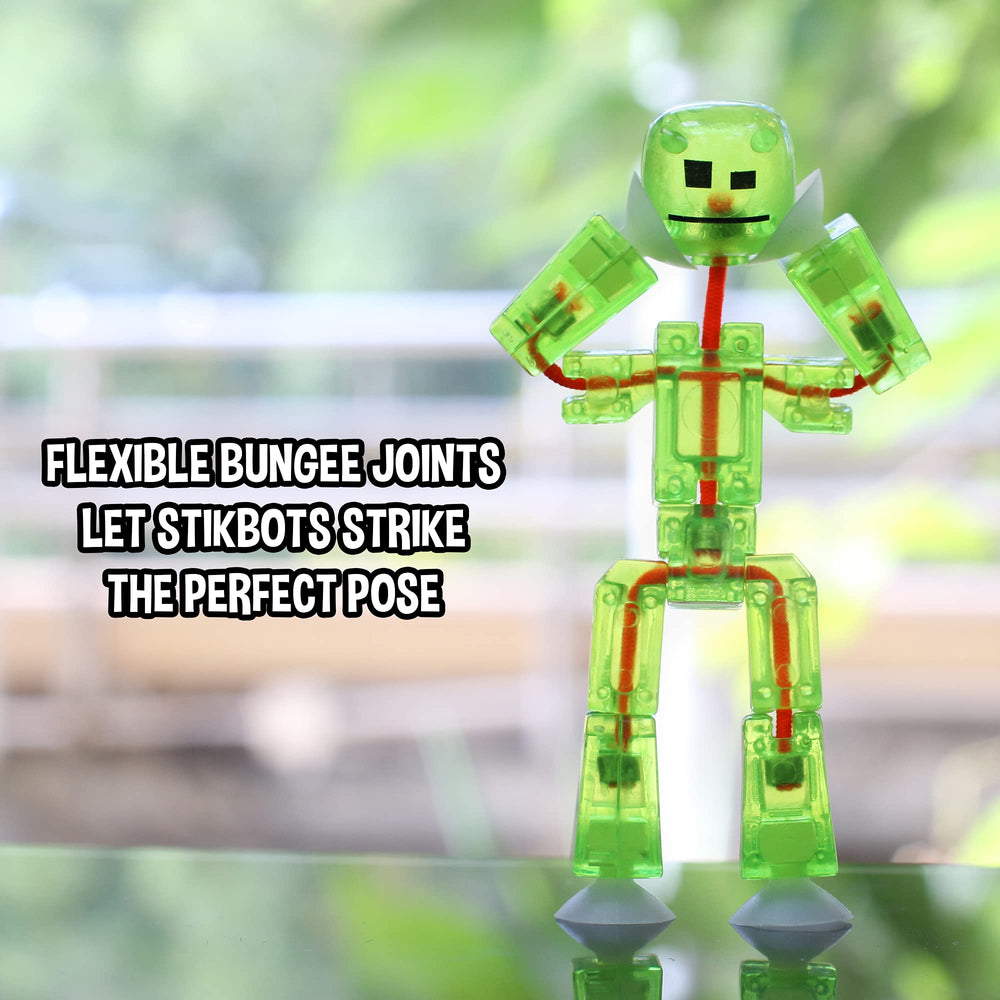 Zing Stikbots transparent figure adds visual variety to stop motion projects.