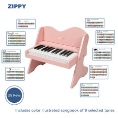 Sturdy MDF wooden body of ZIPPY piano for durable play.