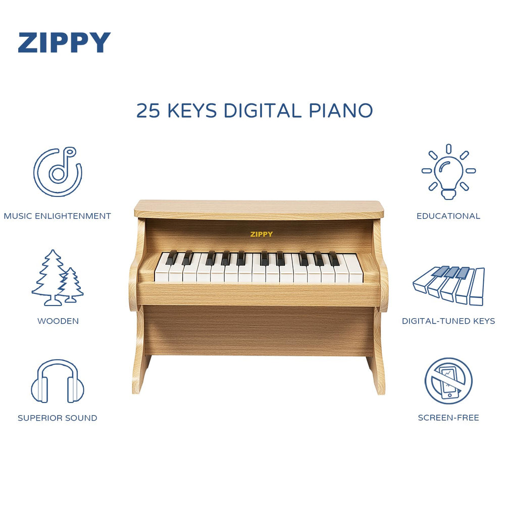 ZIPPY wooden toy piano in assembly phase showing sturdy craftsmanship.