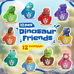 Zippytots ten dino figures with eggs for imaginative play and fine motor practice.