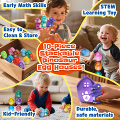Zippytots stackable egg houses that teach stacking and color matching.