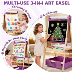 ZippyZebra wooden easel offers sturdy, kid-safe play surface.