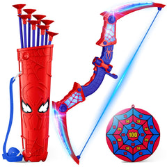 ZIROKAY Spider Bow and Arrow Set with LED Lights for night play and imagination
