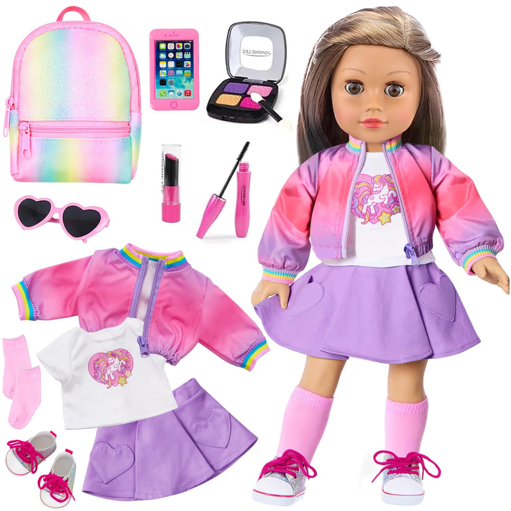 ZITA ELEMENT rainbow backpack for 18-inch dolls enhances color and storage on adventures.