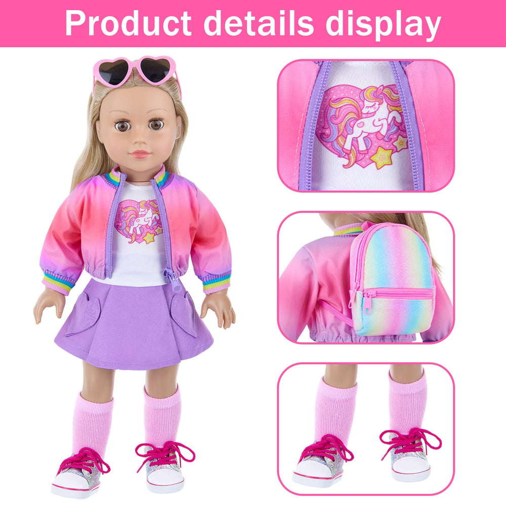 ZITA ELEMENT mixed-outfit set for 18-inch dolls enables endless dress-up possibilities.