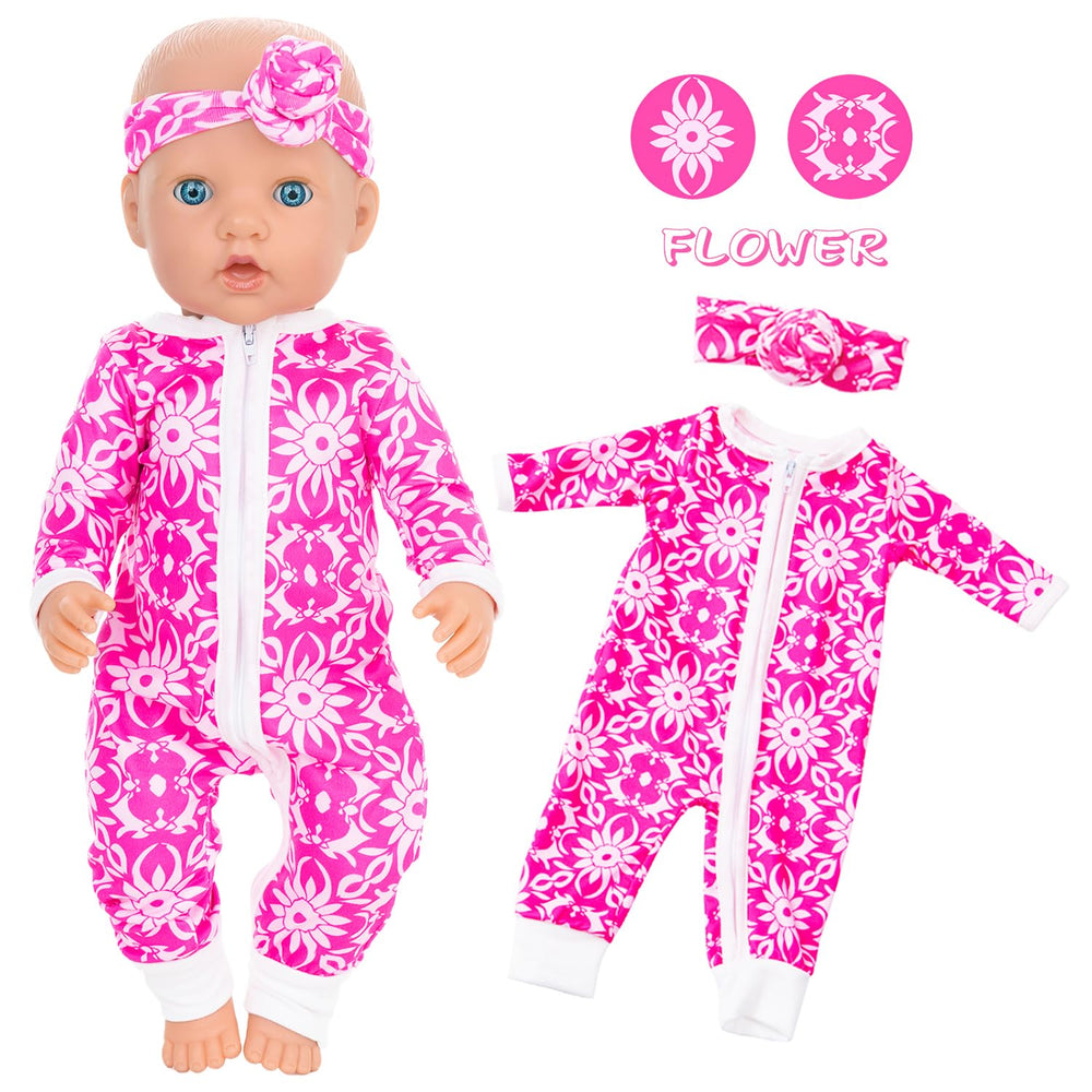 ZITA ELEMENT monstera jumpsuit with headband for 14-18 inch dolls, soft fabric and durability