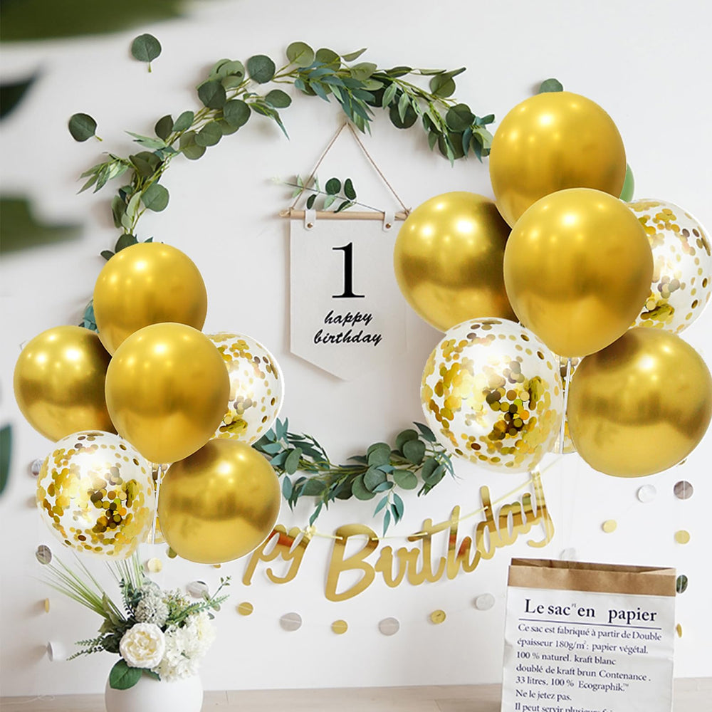 ZJDHPTY gold confetti balloons pack adds sparkle to any event.