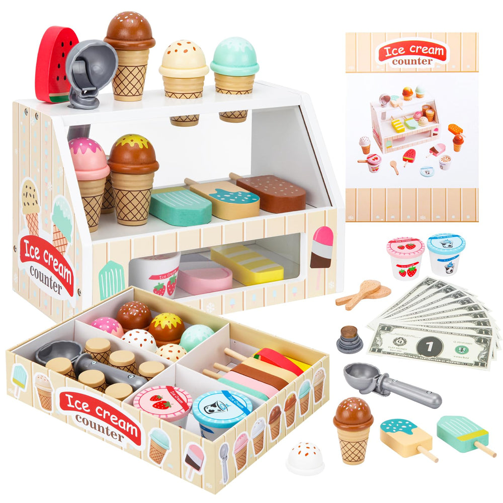ZJEFUNS wooden ice cream display stand for imaginative counter play