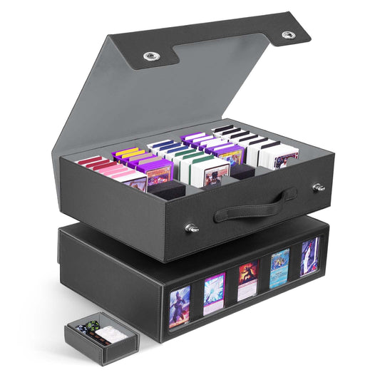 ZLCA 5-row card storage box with handle keeps 3900+ cards neatly organized on the go.