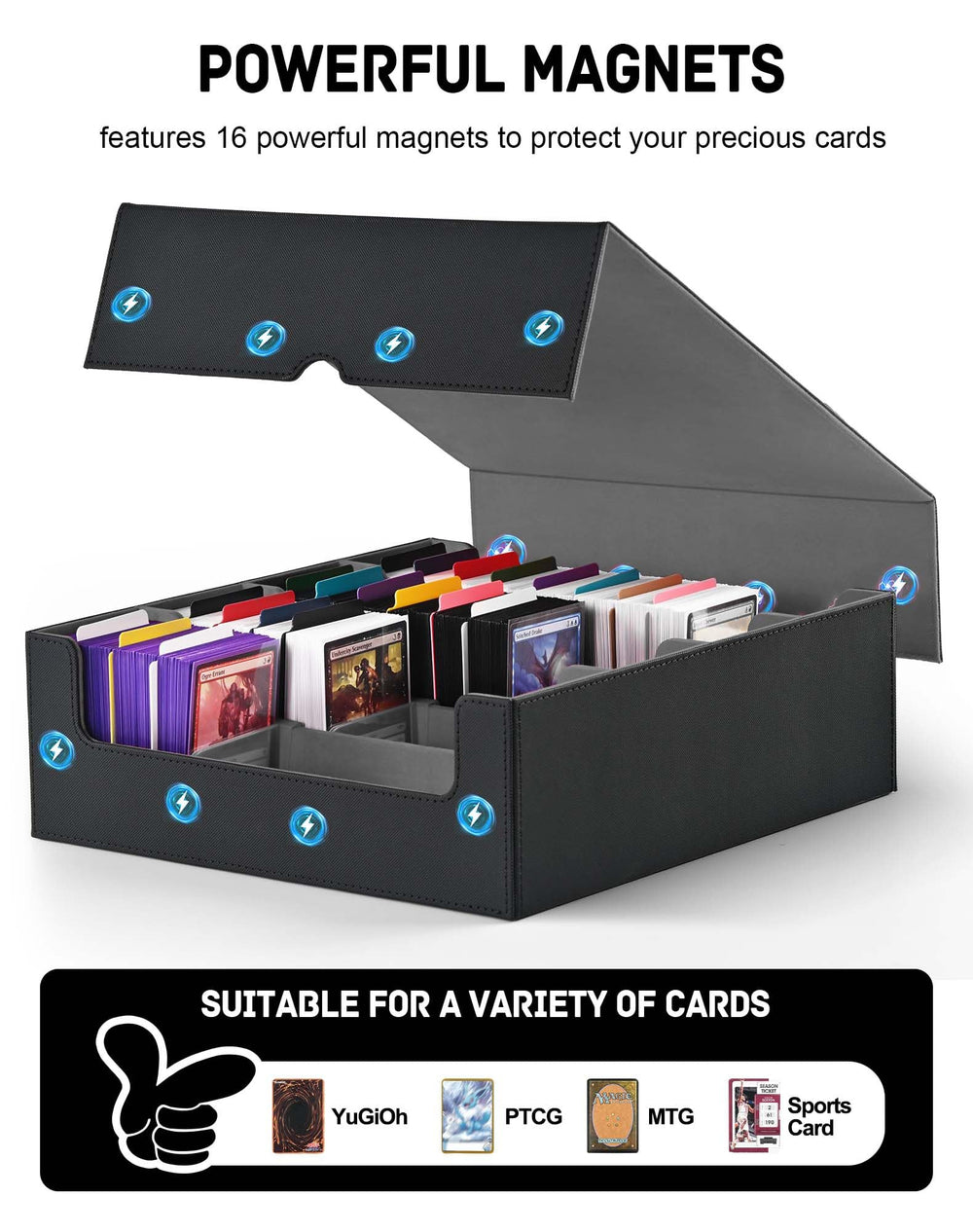 Detachable lid doubles as a playmat for convenient gaming sessions.