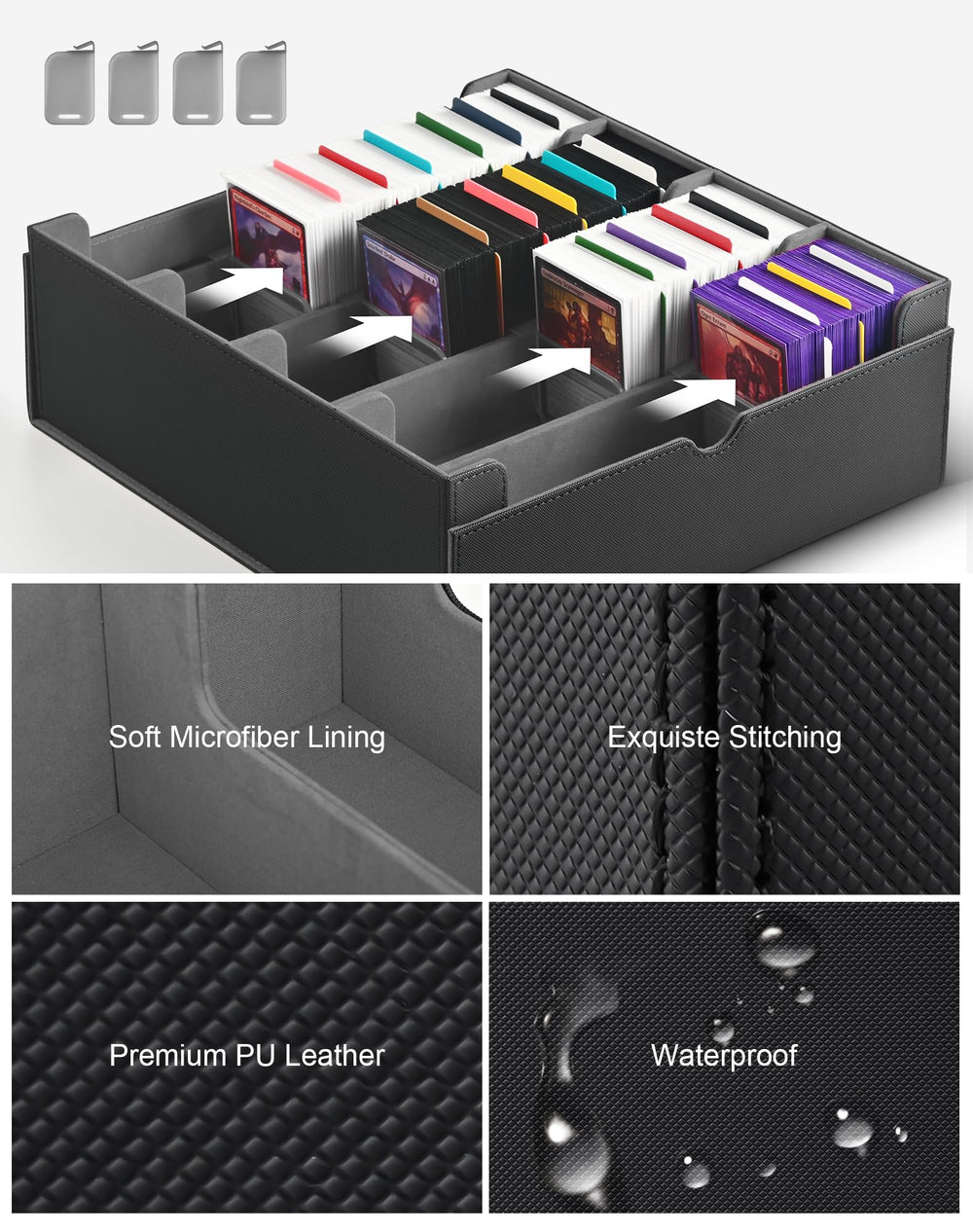 Waterproof outer layer protects valuable cards during transport.