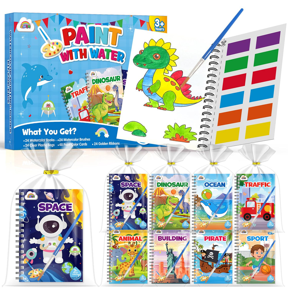 ZMLM 24 water coloring books with vibrant classroom patterns for kids