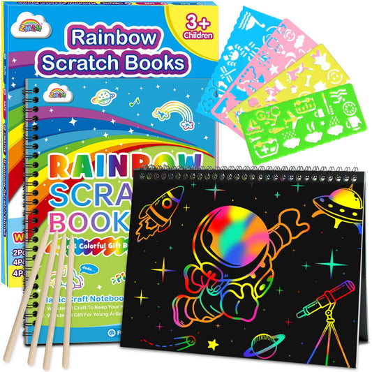 ZMLM Rainbow Scratch Paper Blue Pack front view for kids crafts