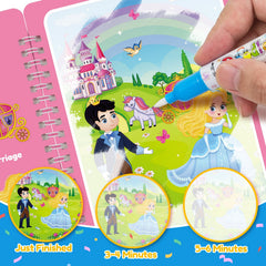 ZMLM water coloring book inside pages with vibrant patterns and water-only color