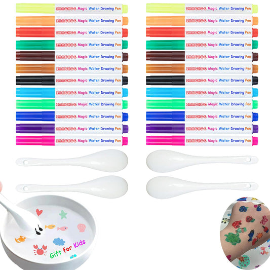 ZMMCHCG floating art on spoons with magical water pens for kids, a mess-free creativity activity.