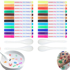 ZMMCHCG floating art on spoons with magical water pens for kids, a mess-free creativity activity.