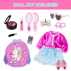 ZNTWEI 18-inch doll backpack with clothes promotes portable storage during dress-up.