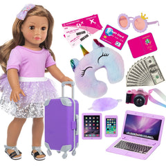 ZNTWEI American 18in doll travel suitcase for organized play and on-the-go storage.